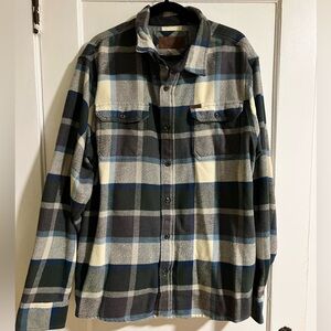 Orvis Blue and Cream Plaid Shirt Jacket, XXL